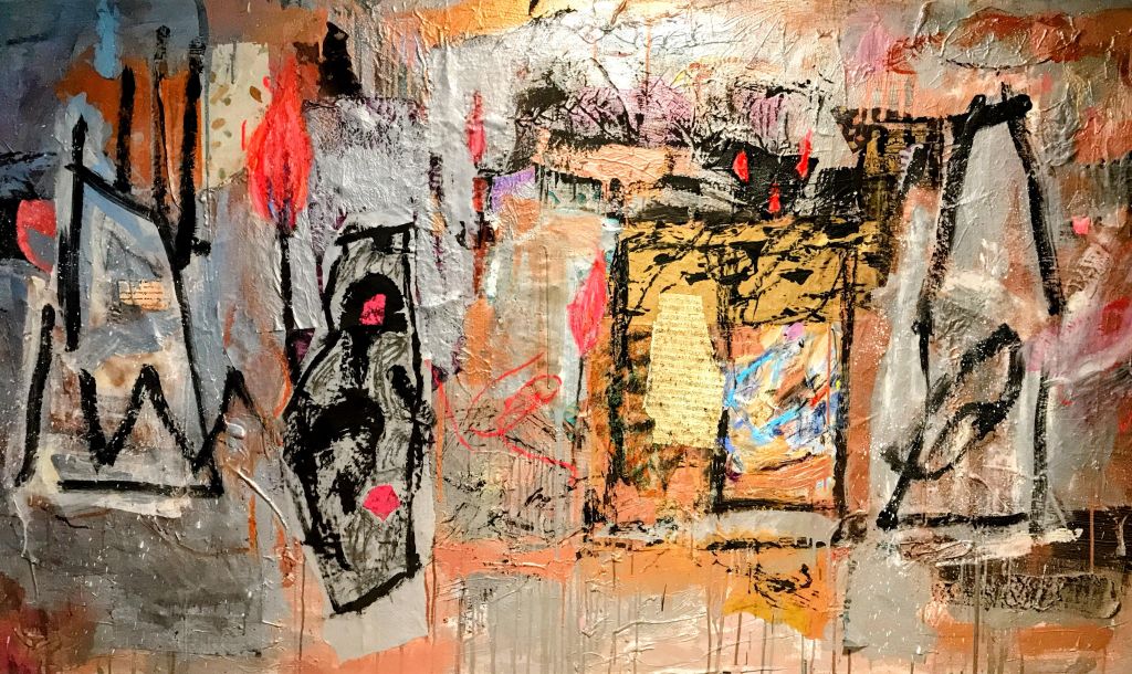 large mixed Meddia collage on canvas