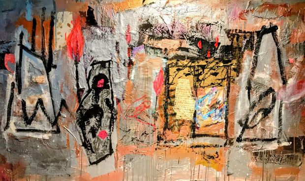 large mixed Media collage on canvas